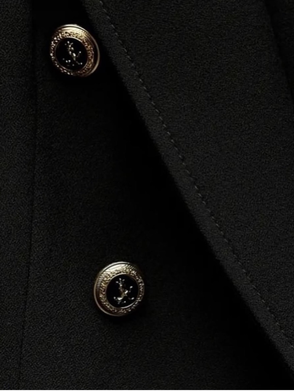 Zara Double-Breasted Black Blazer with Gold Buttons - Picture 4 of 7